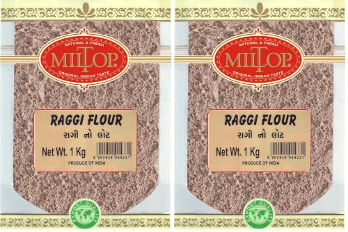Image of Miltop Ragi Flour | Nachini Atta | Finger Millet Puttu Powder | Export Quality(1Kg) (Pack of 2)