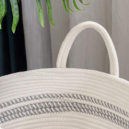 Woven Rope Laundry Hamper Basket By Youdenova, 72L Tall Laundry Basket, Baby Nursery Hamper For Blanket Storage, Clothes Hamper For Laundry In Bedroom-Large-Stripe White #TOP7