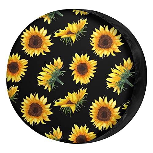 Image of Delerain Spare Tire Cover Sunflower Wheel Covers Waterproof Dust-Proof UV Sun Universal Fit for RV Trailer RV SUV Truck and Many Vehicle (18 Inch for Diameter 32 inch-34 inch)