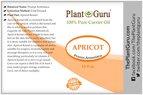Apricot Kernel Oil 16 Oz Cold Pressed 100% Pure Natural Carrier - Skin, Face, Body And Hair Growth Moisturizer. Great For Dyi Cream, Lotions And Lip Balm. #TOP2