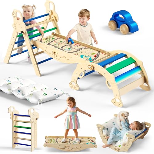 Pikler Triangle Climbing Set with Cushion (Glacier Lake)
