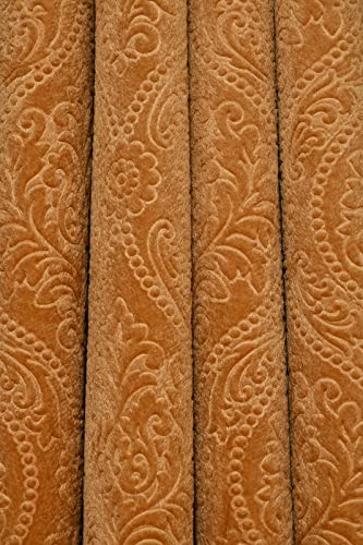 Image of Suede Velvet Embossed Room Darkening Door Curtain for Living Room, Bedroom, Hallway, 7 feet Long, Gold, Set of 1