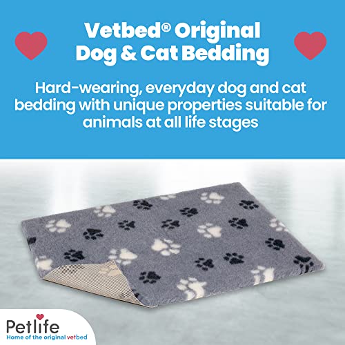 Vetbed Petlife Anti-Rutsch-Hundebett, mittelgroß, 100 cm x 75 cm, Grau/Schwarz/Weiß, Duo Paw – maschinenwaschbar, warmes Hunde- und Welpenbett – Kistenmatte für Welpe – antiallergene Katzen- und