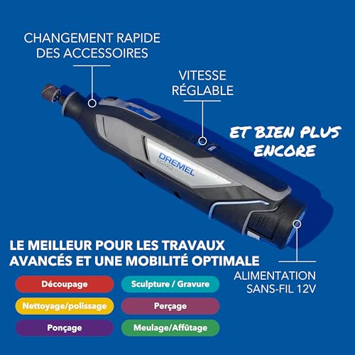 Outil multi-usage sans-fil 12V Dremel 8240 avec coffret de transport et accessoires - 3
