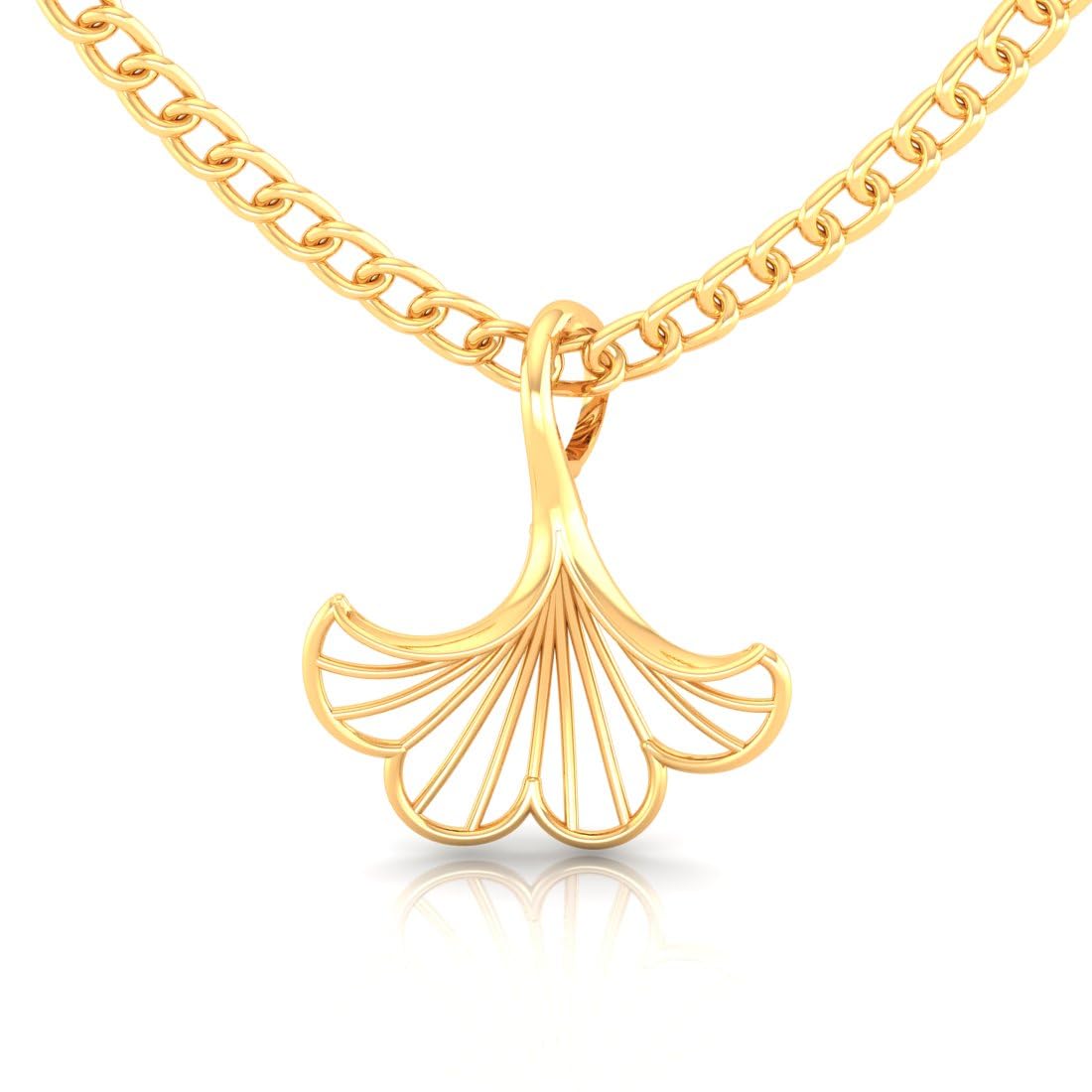 14K Gold Pendant (without chain) With Ginkgo Leaf Design For Women - 0.15 Gram-image-13