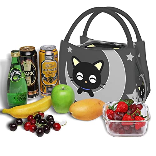 Facite Small Lunch Bag, Insulated Cute Lunch Bags For Women Kids Gifts,Toddler Girls Lunch Box For School Work, Black Thermal Reusable Durable Portable Soft Cooler Tote Bag, Cat #TOP6