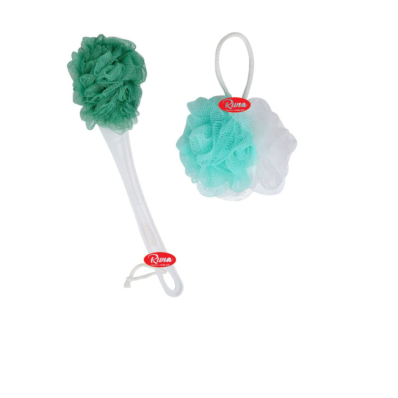 RUNA Blue Wash Loofah |Handle loofah| Bath Brush|Body Sponges|Back Scrubber| Soft Bath Sponge Lufa for Bathing For Men & Women -(Set of 2) Color-Green-image-14