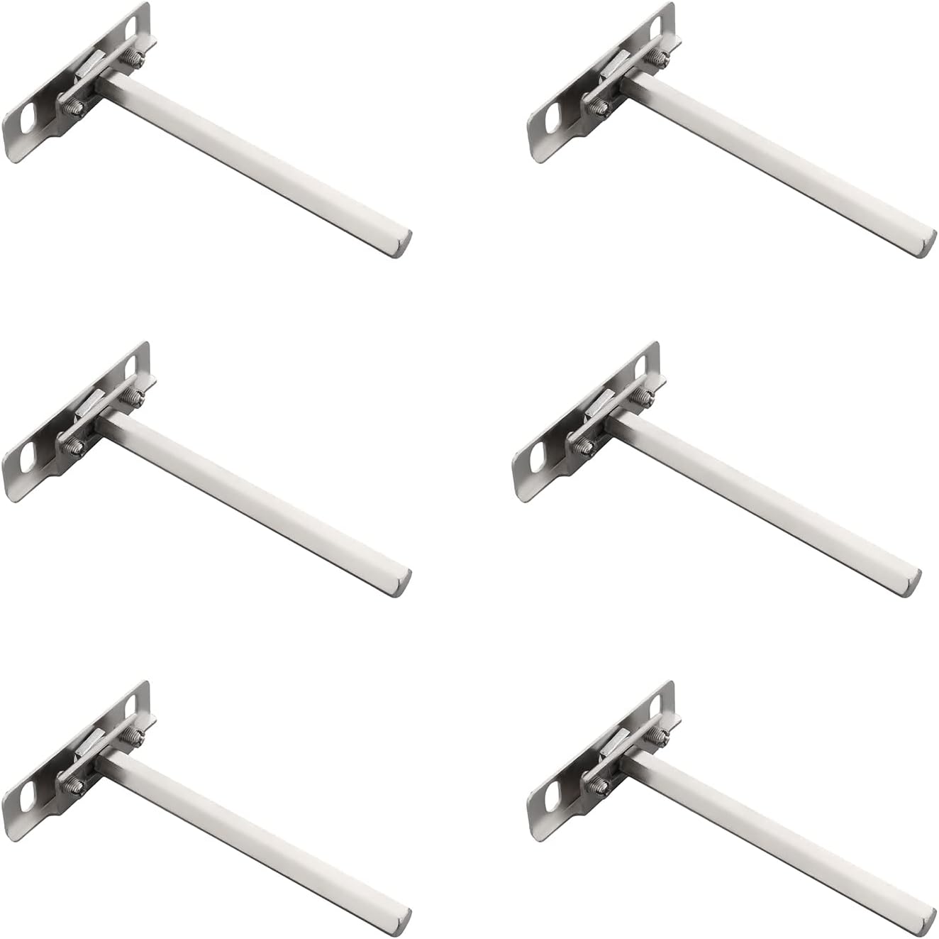 MroMax 6Pcs Invisible Floating Shelf Brackets, 76mmx126mm, Adjustable Hidden Blind Supports for Concealed Shelves Silver Tone