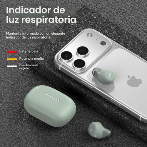 Miniatura 7 de Tozo Auriculares Inalámbricos, A1 Mini Auriculares Bluetooth 5.3 Con Hd Micrófono, Cascos Inalambricos Bluetooth Sonido Premium Inmersivo, Reproducción 32h, Compatible Para Orejas Pequeñas , Verde
