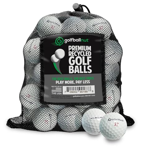 GolfBall Nut - 24 Recycled Golf Balls for Taylormade Tour Mix - Used Golf Balls Bulk 5A Mint Condition – Includes Mesh Bag – 24-Pack, White