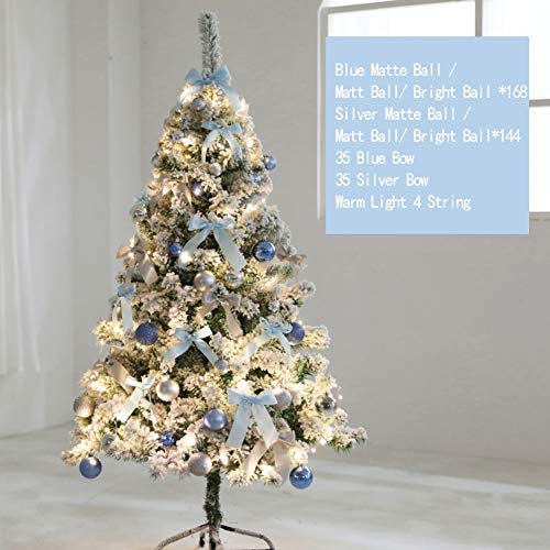 Dulplay Light Artificial Christmas Tree Flocked Snow With Ornaments Metal Legs Optical Fiber Tree Classic For Decorations Indoor-A Diamater360Cm(142Inch) #TOP1