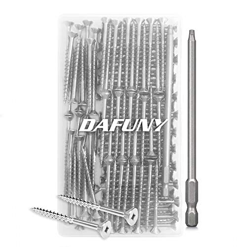 Black Friday 🔥 [100 Pack] 2-1/2" #10 Wood Screws, Coarse Thread Number 10 Zinc Coated Pocket Hole Screws + 1 Piece S2 Steel 1/4" Shank, 6" Length Square Recess Head Screwdriver/Power Bit (100 Count)