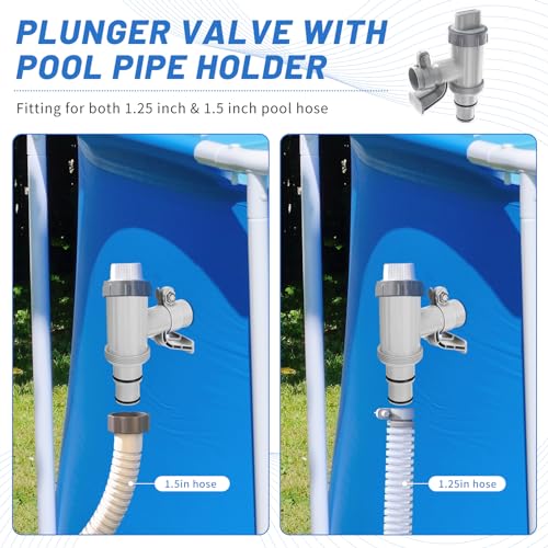 Pool Plunger Ventil Plus für oberirdischen Pool, 2 in 1 Kolbenventil Pool Ersatzteile, Pool Zubehör für Intex/Bestway/Coleman Pool, Absperrventil für oberirdische Schwimmbecken und Poolfilterpumpe