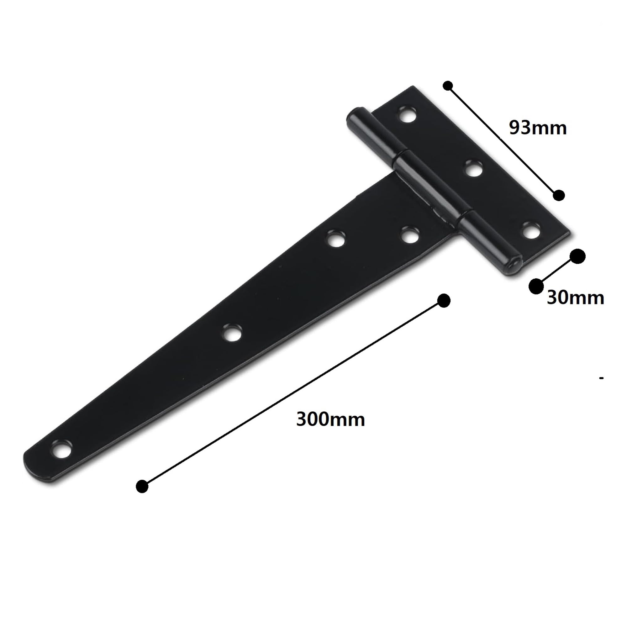 Multipack T-Hinges with Screws, Heavy Duty T-Strap Gate Hinges, Black Coated Metal Tee Hinges - Image 2