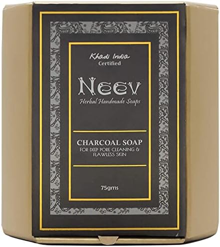 Neev Herbal Handmade Soaps Charcoal Soap for Deep Pore Cleansing and Flawless Skin, 75 g