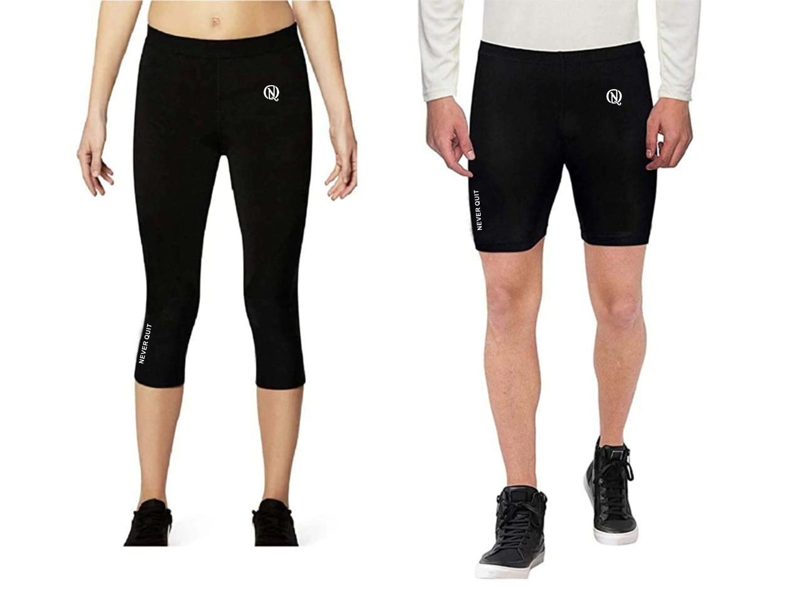 3/4 Leggings for Men Quick Dry Compression Sports Capri Pants Running Gym Tights (Small, Black)-image-26