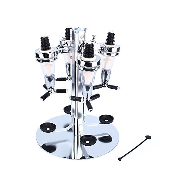 4 Bottle Rotating Stand, Rotating Drinks Dispenser, Bar Drinks Optics Set Revolving Liquor Spirit Dispenser, Premium Aluminium Rotary Design