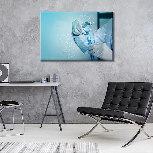 Image of TUMOVO 1 Pieces Clinical Laboratory Black and White Wall Art Medical Artwork Wall Decor for Bedroom Medical Scientific Experiments Wall Art Print on Canvas Framed Ready to Hang (16 inch Wx24 H)