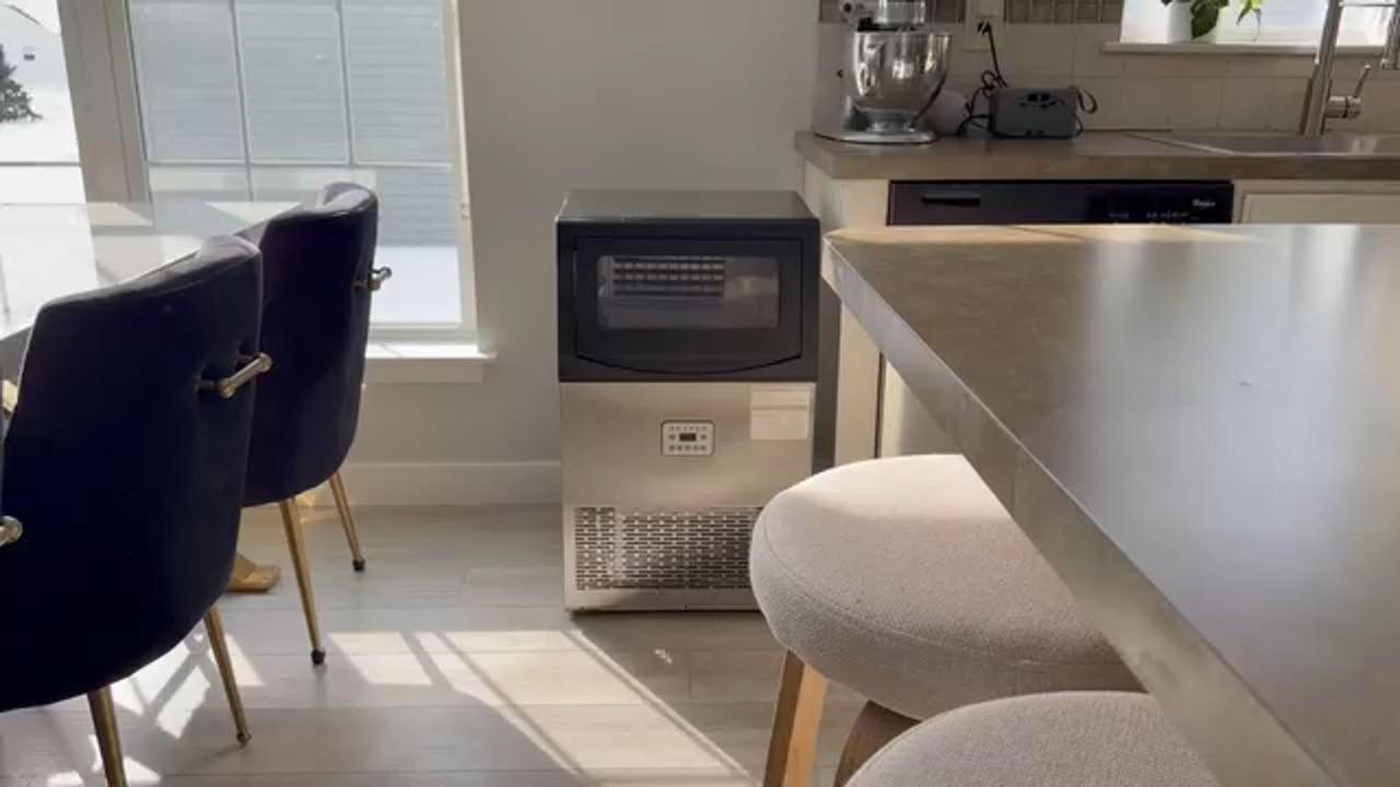 Image of Commercial Ice Maker,110 lbs /24H,50 Cubes in 14 Mins,Stainless Steel Ice Machine with 33 Lbs Storage Capacity,Water Filter,Self-Cleaning,Under Counter /Freestanding Ice Maker for Restaurant,Cafe,Home