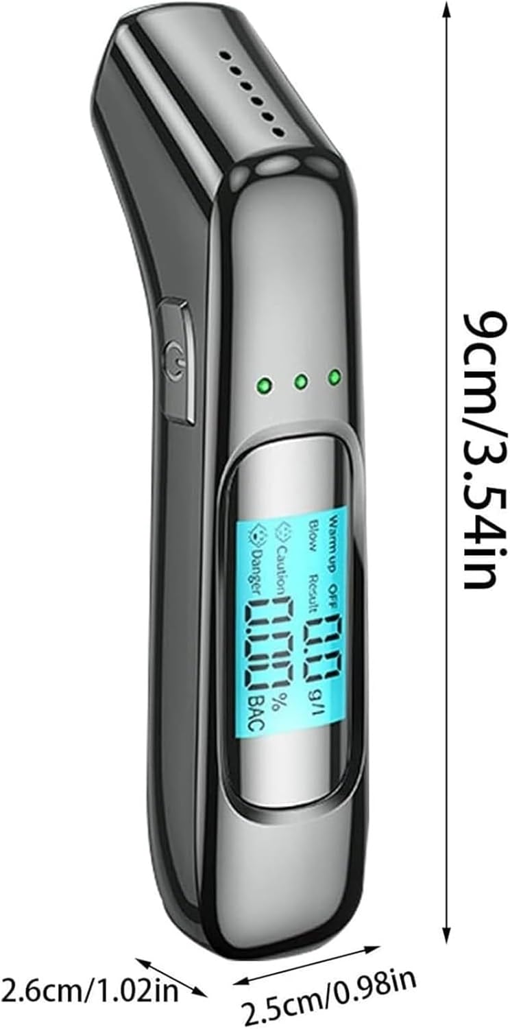 Portable Car Alcohol Breath Monitor, LCD Digital Screen, 3-Color Alert, 5S Fast Read Non-Contact