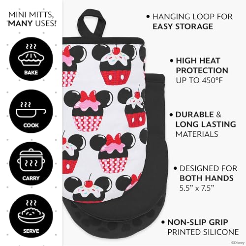 Image of Disney Mickey & Minnie Mini Oven Mitts, 2-Pack, Heat Resistant 450F