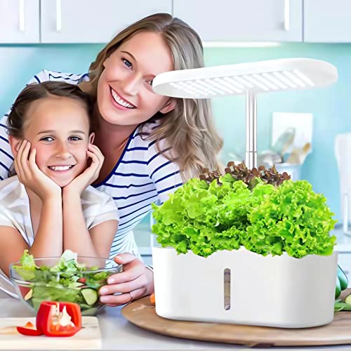 Svnooc Hydroponics Growing System Indoor Herb Garden With 104 Leds 10 Pods, Full-Spectrum Plant Grow Light, Visual Water Scale, Automatic Timer, Height Adjustable(7'' To 19''), 4L Water Tank (White) #TOP2
