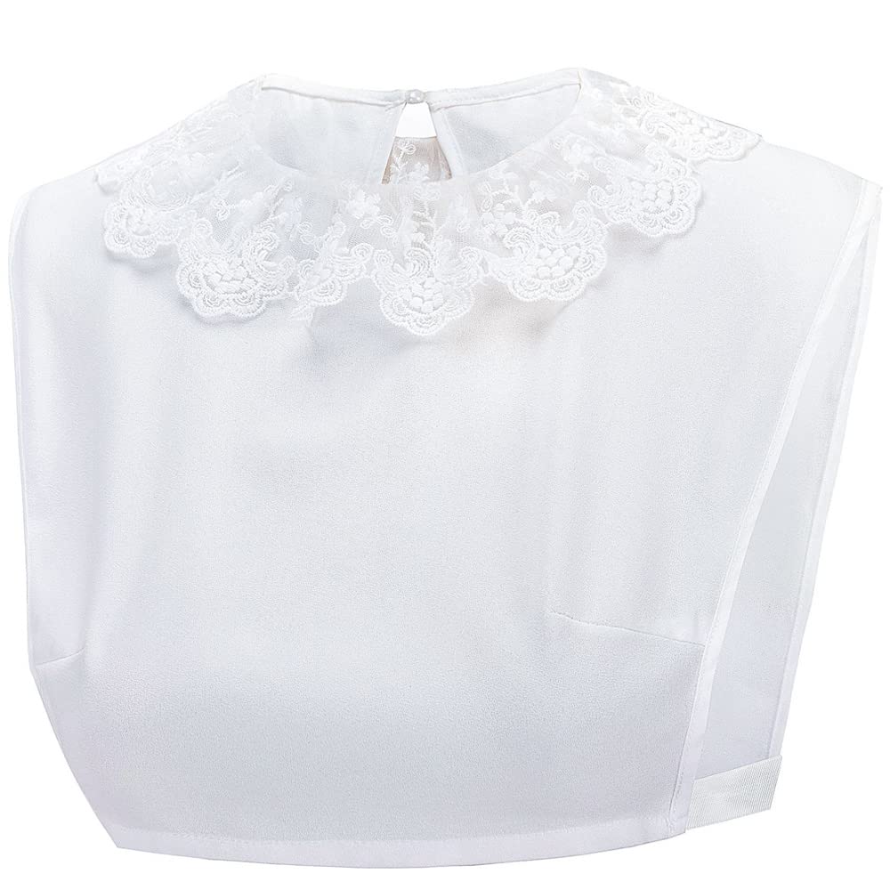 LoudSung False Collar Detachable Half Shirt Blouse Fake Collar Ruffle Floral Lace Elegant Design for Women Girls