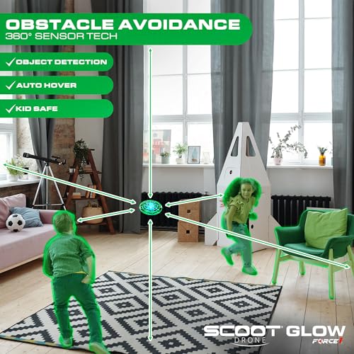 Image of Force1 Scoot Glow Hand Operated Drone for Kids or Adults- Glow in the Dark Hands Free Motion Sensor Mini Drones, LED Lights, 360 Flips, Easy Indoor Small UFO Flying Orb Ball Drone Toy for Boys Girls