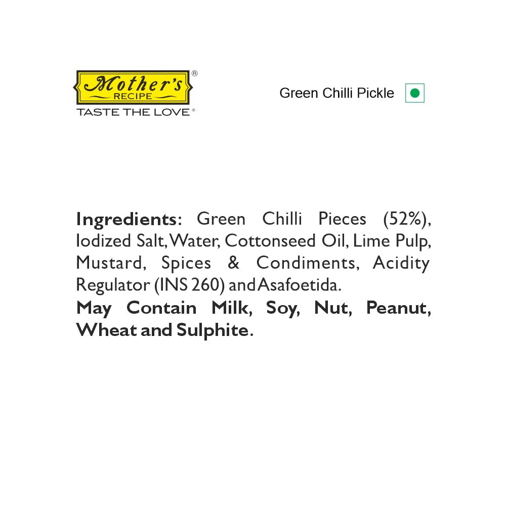 Mother's Recipe Green Chilli Pickle Bottle, 300 G - Image 7 thumbnail
