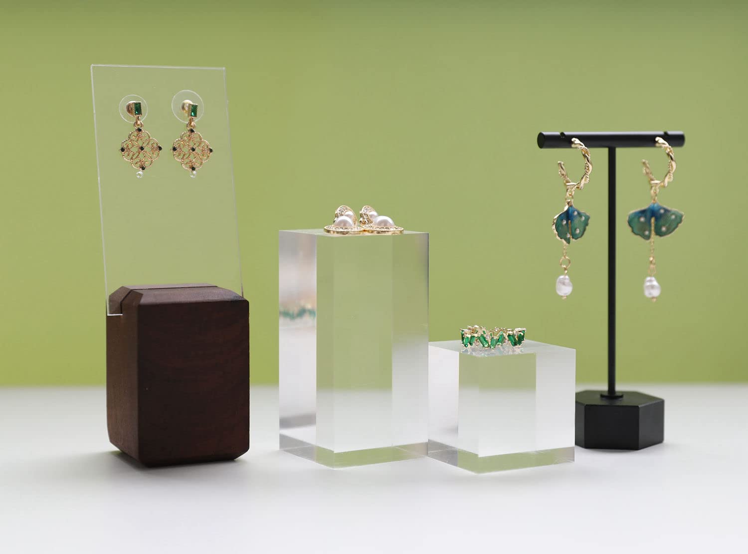 Porta Anelli Donna GemeShou 3 Supporti T Per Orecchini Trasparenti Per Esposizione Gioielli, Ganci Per Orecchini In Acrilico Per Donne, Porta-orecchini Trasparenti Espositore Orecchini