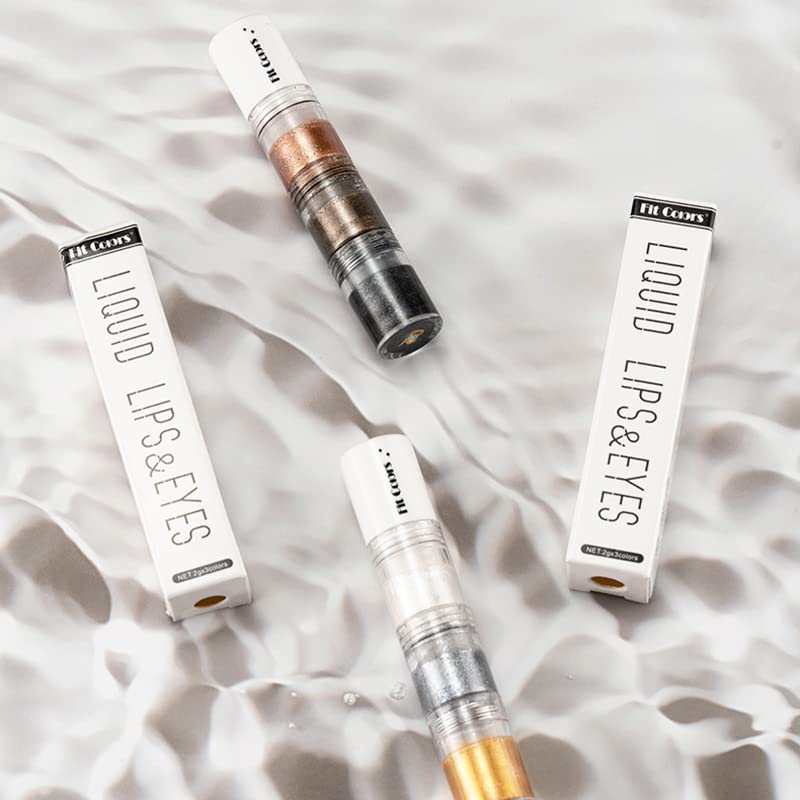 Miniatura 4 de MIESCHER Sombra de ojos líquida con purpurina en barra de 3 colores, sombra de ojos con purpurina ahumada, maquillaje de larga duración,