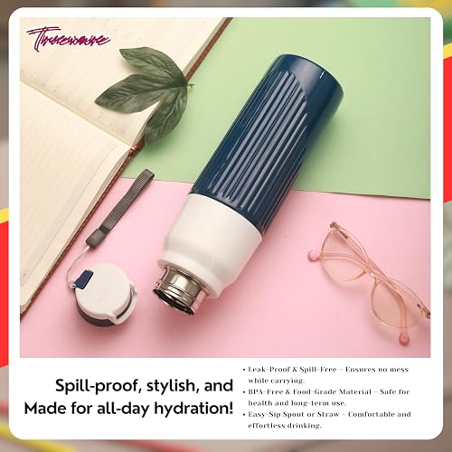 Image of Trueware Aqua Snow Double Wall Inner Steel Outer Plastic 750 ML Hot and Cold Water Bottle | BPA Free | Food Grade| Leak Proof | School, Gym,Sports,Office, Travler Bottle