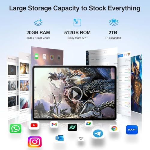 Image of T30 MAX 20GB+512GB 12.4 inch 2.5K FHD Display Android Tablet, 10800mAh Battery 33W Gaming Tablet, Helio G99 Octa-Core, Dual SIM 4G LTE, 50MP AI Camera, Hi-Res Quad Speakers, Face Unlock, Green