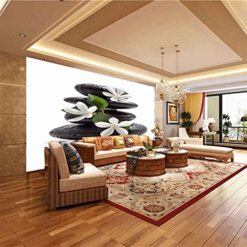 Fleurs de Pierre Noire Papier Peint 3D Effet Canevas Premium - 6