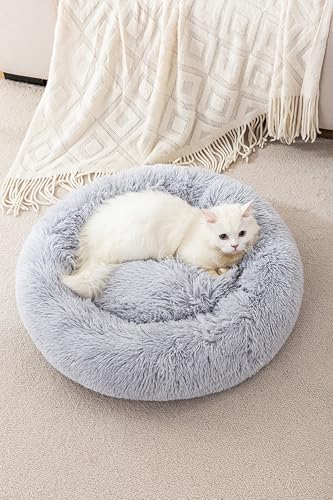 Round Cat Bed Cat Dog Bed Small Pet Bed Fluffy Cat Bed Round Fluffy Dog Bed Pet Cat Dog Bed Cute Cat Bed Calming Donut Dog Bed Calming Pet Bed Small Kitten Bed Warm Pet Bed Suit for 4Kg
