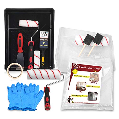 Paint Roller and Tray Set Paint Roller Kit with Tray Paint Roller Brush Set Paint Roller Kit 9 inch Paint Tray Set with Rollers Home Painting Supplies