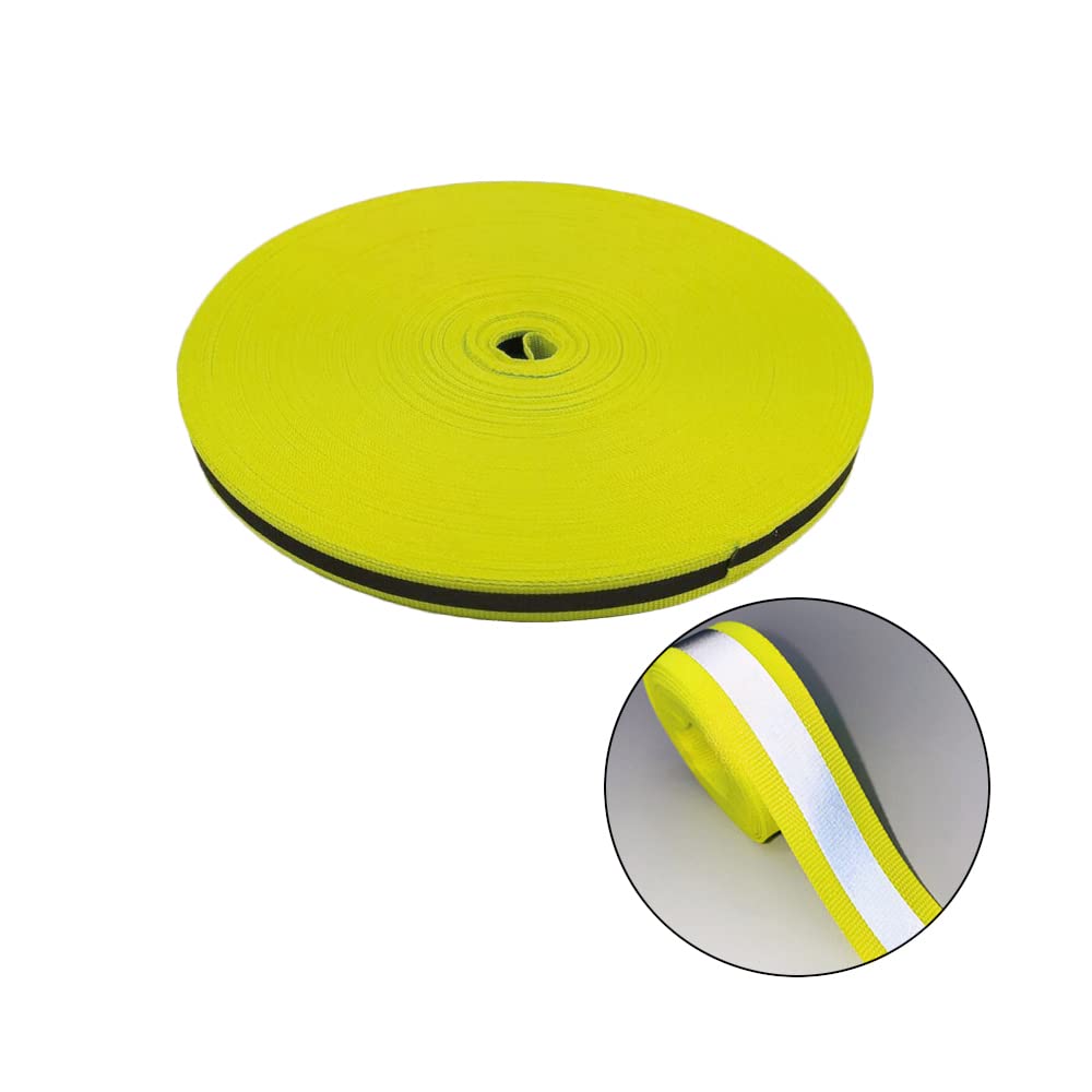 High Visibility Reflective Tape Strip Silver Sew on Safety Fabric Webbing Trim Strip Deco Safety Tape - 15mm x 50meters (Yellow)