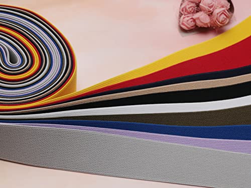 Jesep Yong 1 1/2 Inch 20 Yards Knit Elastic Band Double-Side Twill Woven Elastic Heavy Stretch High Elasticity For Sewing Pants Waistband, Wigs, Skirts, Craft Diy Projects Mixed Color (Mixed) #TOP3