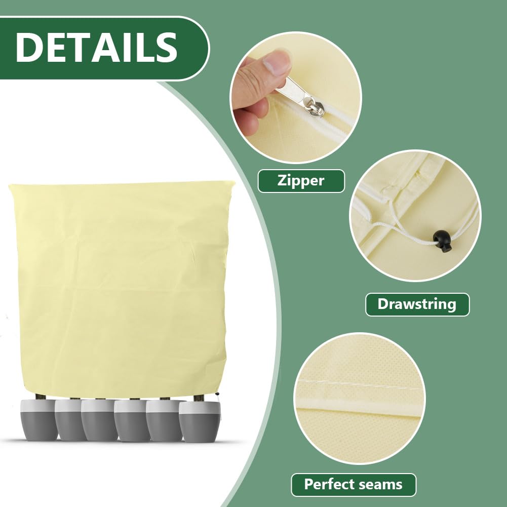 OFFCUP Osłona zimowa dla roślin 200 x 240 cm, osłona przeciw mrozowi, osłony roślin 60g/m² z zamkiem błyskawicznym i taśmą ściągającą, osłona zimowa dla drzew, palm, roślin balkonowych
