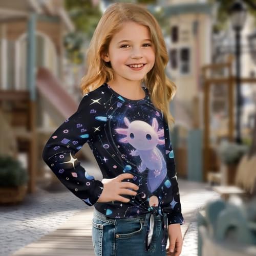 Long Sleeve Shirts for Girls Tie Knot Front Tops Kids School Clothes Sports Activewear3