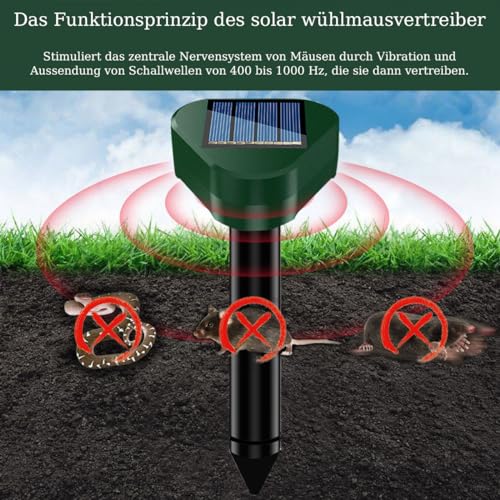 Dissuasori Per Topi, Ultrasuoni Per Topi Da Esterno, Repellente Per Talpe, Ultrasuoni Per Talpe, Dissuasori Per Serpenti, Dissuasore Solare Per Giardino E Campeggioi 4 Pezzi Verde - 2