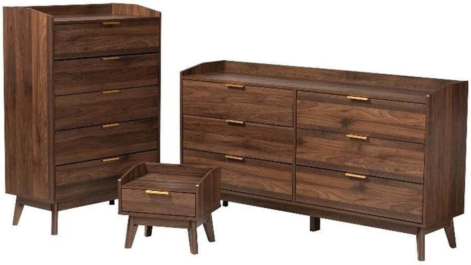 Baxton Studio Lena Walnut Brown Finished Wood 3-Piece Storage Set