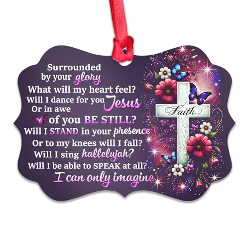 2024 Christmas Ornaments, Christmas Tree Decorations - Faith I can only Imagine Christian God Jesus Faith Ornament - Hanging Decorative Aluminum Ornament - Best Gifts for Christmas - G