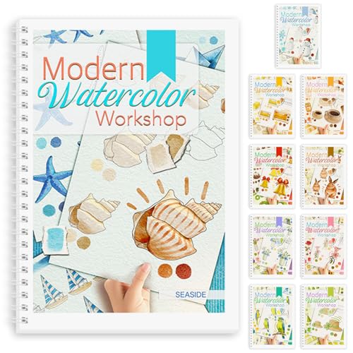 Watercolor Workbook, Water Coloring Book for Beginners, 12 Seaside Designs by ADEVIAN - Used condition - US$8.51