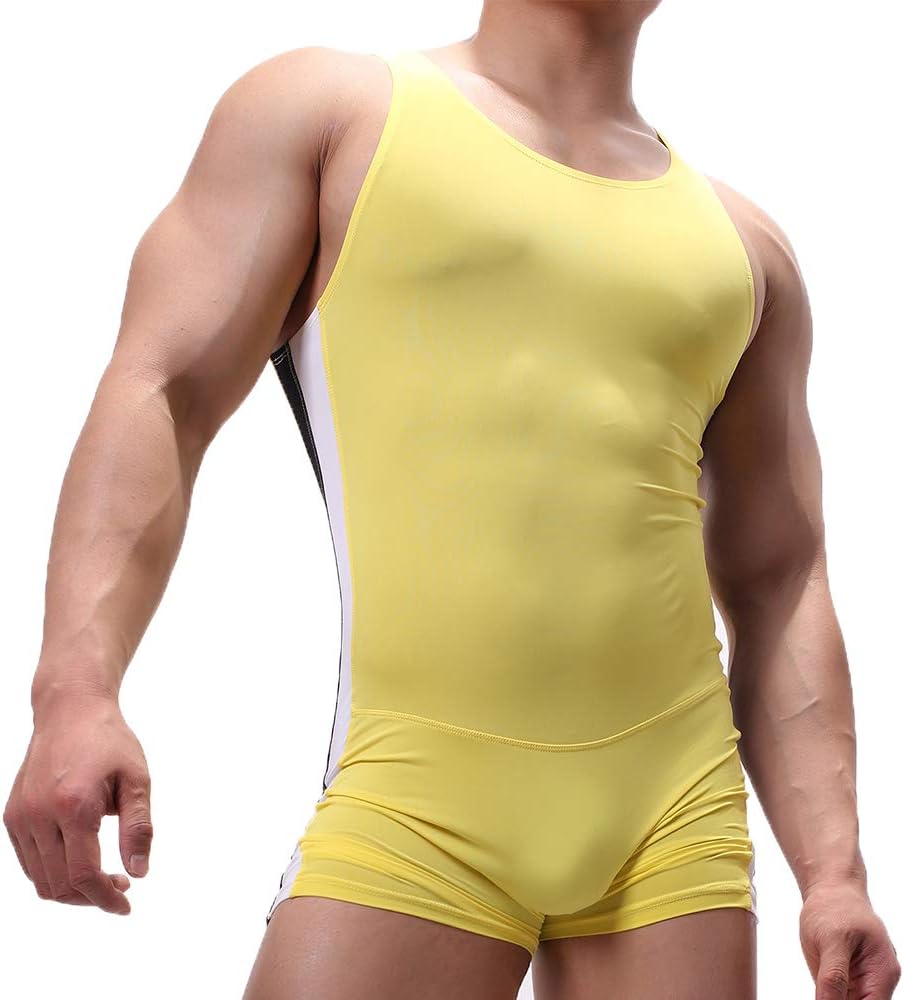 Men Bodysuit Sports Gym Athletic Supporters Undershirts Boxers Wrestling Singlets Jumpsuits Leotard - Image 2