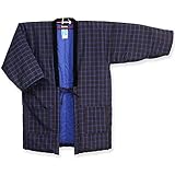 [半天] 紳士ロング半纏 3Ｌビックサイズ 久留米手づくり 格子柄おまかせ はんてん どてら 丹前 日本製 ロング丈 ビッグサイズ