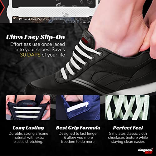 image for Diagonal One No Tie Shoelaces for Kids & Adults. The Elastic Silicone 