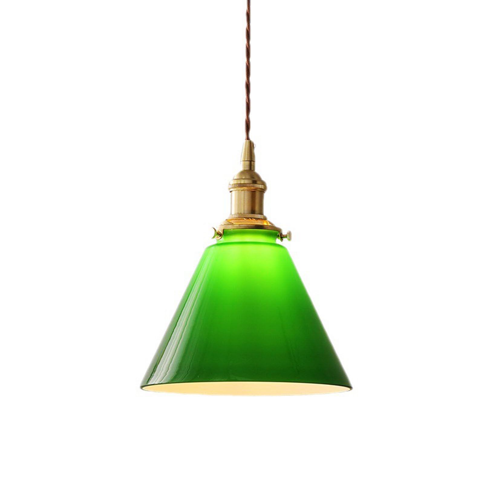 ZTTECH Vintage Emerald Green Glass Pendant Light Brass Hanging Lamp E27 Bulb Compatible Retro Ceiling Lighting for Kitchen Island Dining Room Bar Cafe Bedroom (1-Light)