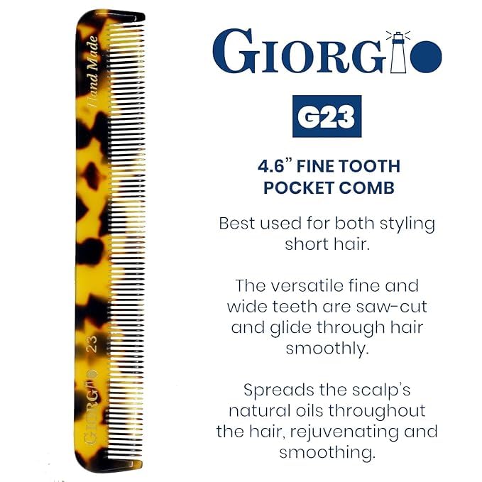 Peine Giorgio G23 Handmade Fine Tooth para Hombre 4.6" miniatura 2