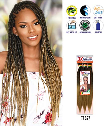 Realistic - Multi Pack Deals! Pre-Stretched X-Pression 3X Ghana Braids Unfolded 60" 100% Kanekalon Easy To Braid, Knotless, Feed In Braid Itch Free (5-Pack, T1B27) E613Xg6-Tb275 #TOP3